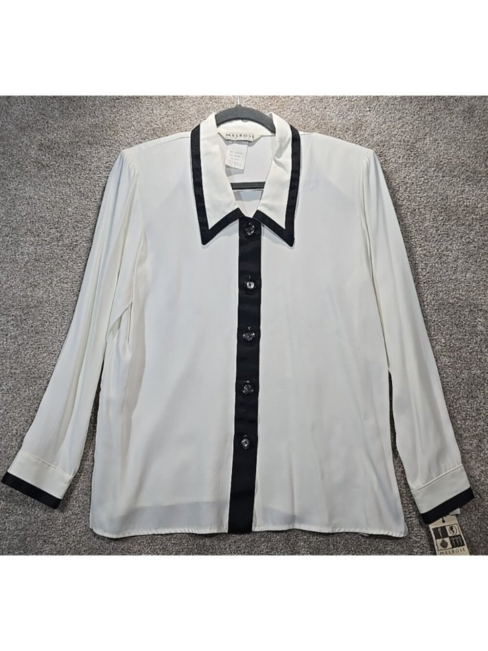 Melrose Petites Vtg Blouse Business Secretary USA Made Ribbon Trim Women's 10